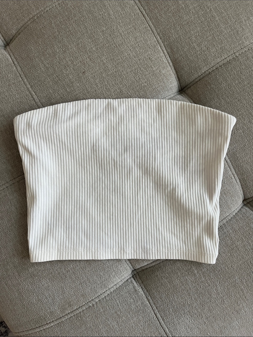Madewell White Ribbed Strapless Tube Top
